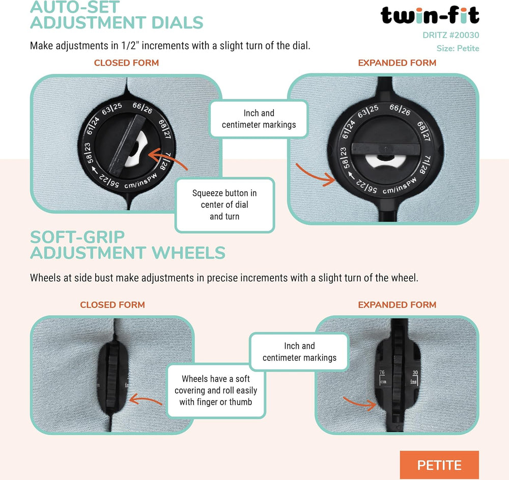 Dritz Twin-Fit Adjustable Dress Form for Sewing, Petite Sizes, US 00-4