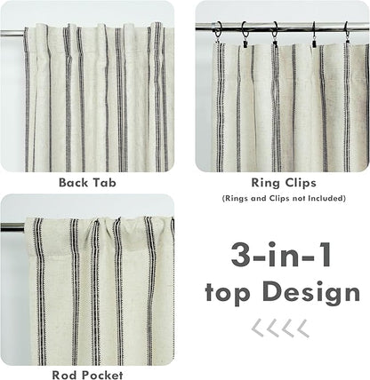 DriftAway Farmhouse Vertical Striped Linen Blend Textured Light Filtering Semi - Image 5