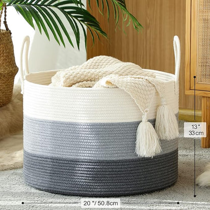 KAKAMAY Large Blanket Basket, Woven Baskets - Image 7
