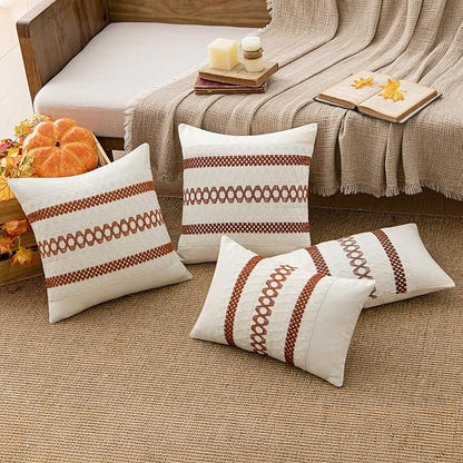MIULEE Set of 2 Burnt Orange Decorative Lumbar Pillow Covers 12x20 Inch - Image 3