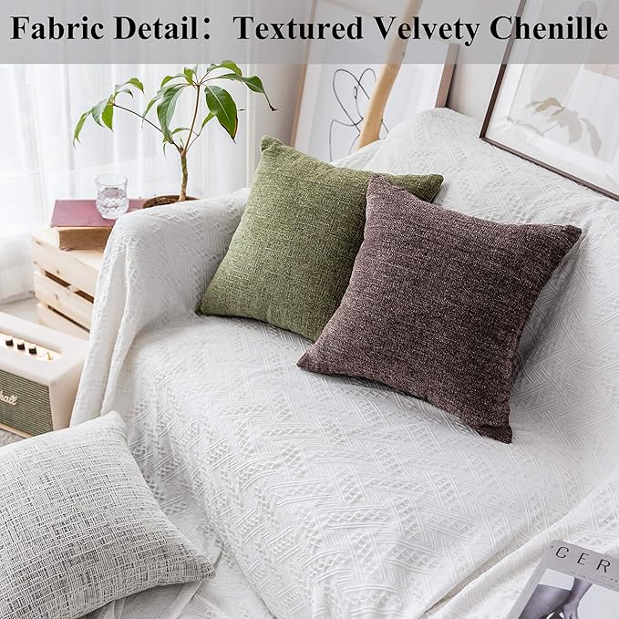 Home Brilliant Decorative Pillowcases Striped Chenille Velvet Plush Square - Image 2