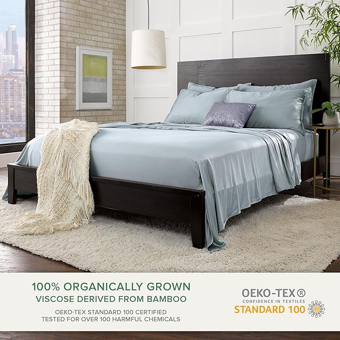 Pure Bamboo Twin Sheets, Genuine 100% Organic Viscose Derived from Bamboo Bed - Image 2