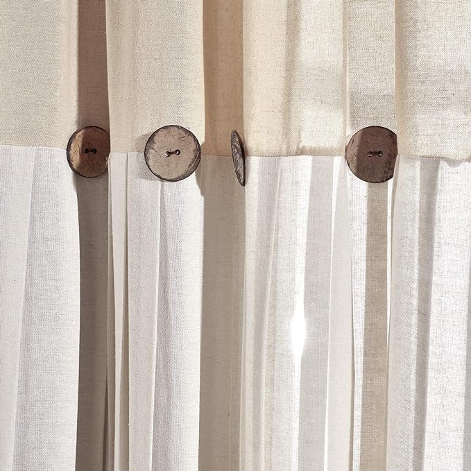 Lush Decor Linen Button Window Curtain Panel, Linen - Image 3