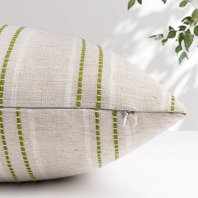 AELS 20x20 Decorative Farmhouse Linen Throw Pillow Covers, Boho Textured Pillow - Image 3