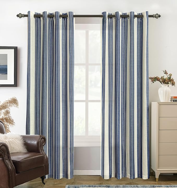 DriftAway Farmhouse Vertical Striped Linen Blend Textured Light Filtering Semi by DriftAway