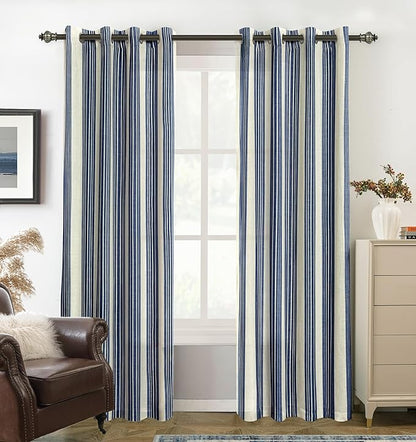 DriftAway Farmhouse Vertical Striped Linen Blend Textured Light Filtering Semi by DriftAway