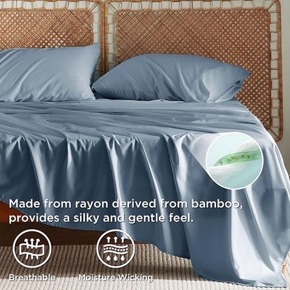 Bedsure California King Sheet Sets, Cooling Sheets, Rayon Derived from Bamboo - Image 3