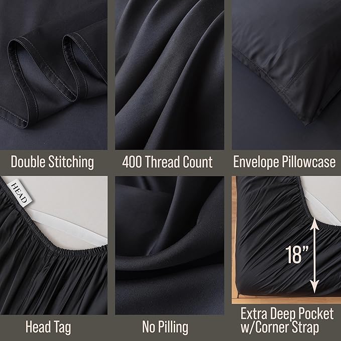 Bella Coterie 7 Piece Luxury Bamboo Viscose Split King Size Sheet Set | 2 - Image 4
