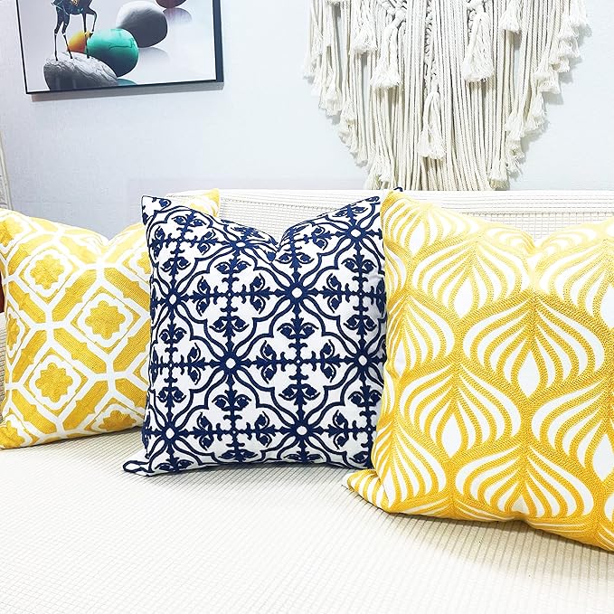 Slow Cow Throw Pillow Cover Navy Blue Embroidery Canvas Throw Pillow Cover - Image 4