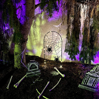 Haunted Hill Farm 2.6-Ft. Metal Spiderweb with Stake Halloween Decoration