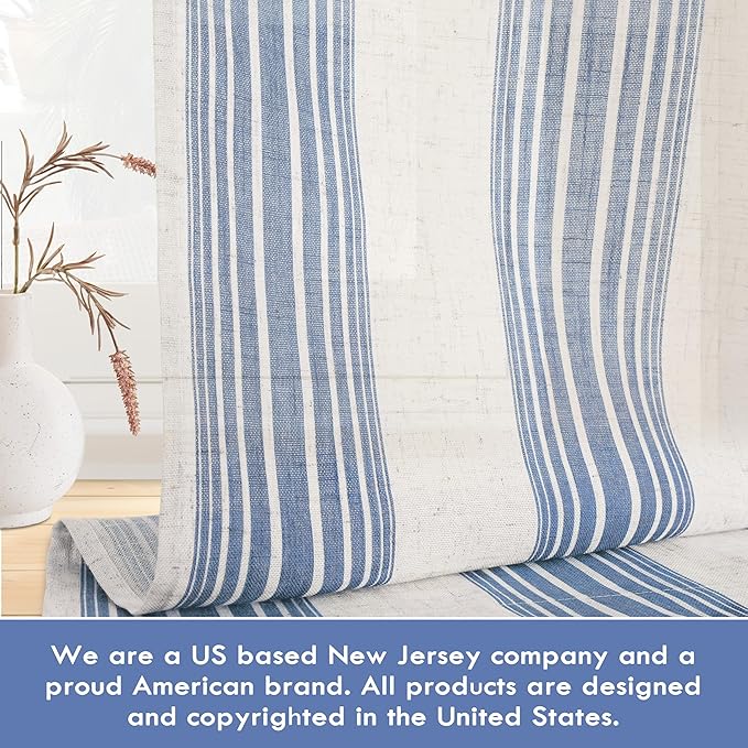 DriftAway Farmhouse Vertical Striped Linen Blend Textured Light Filtering Semi - Image 7