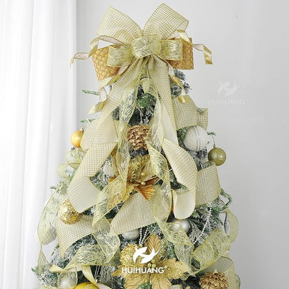 HUIHUANG Gold Glitter Wired Ribbon 4 inch - Image 3