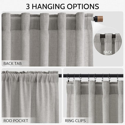 Nanspring Extra Long Light Gray Curtains 108 Inch Length 2 Panels Set - Image 2