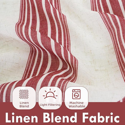 DriftAway Farmhouse Vertical Striped Linen Blend Textured Light Filtering Semi - Image 2