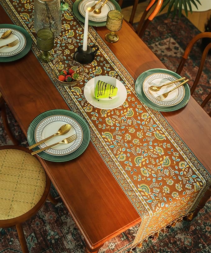 13×72 Inch Table Runner, Retro-Luxury Tassels Series - Image 3