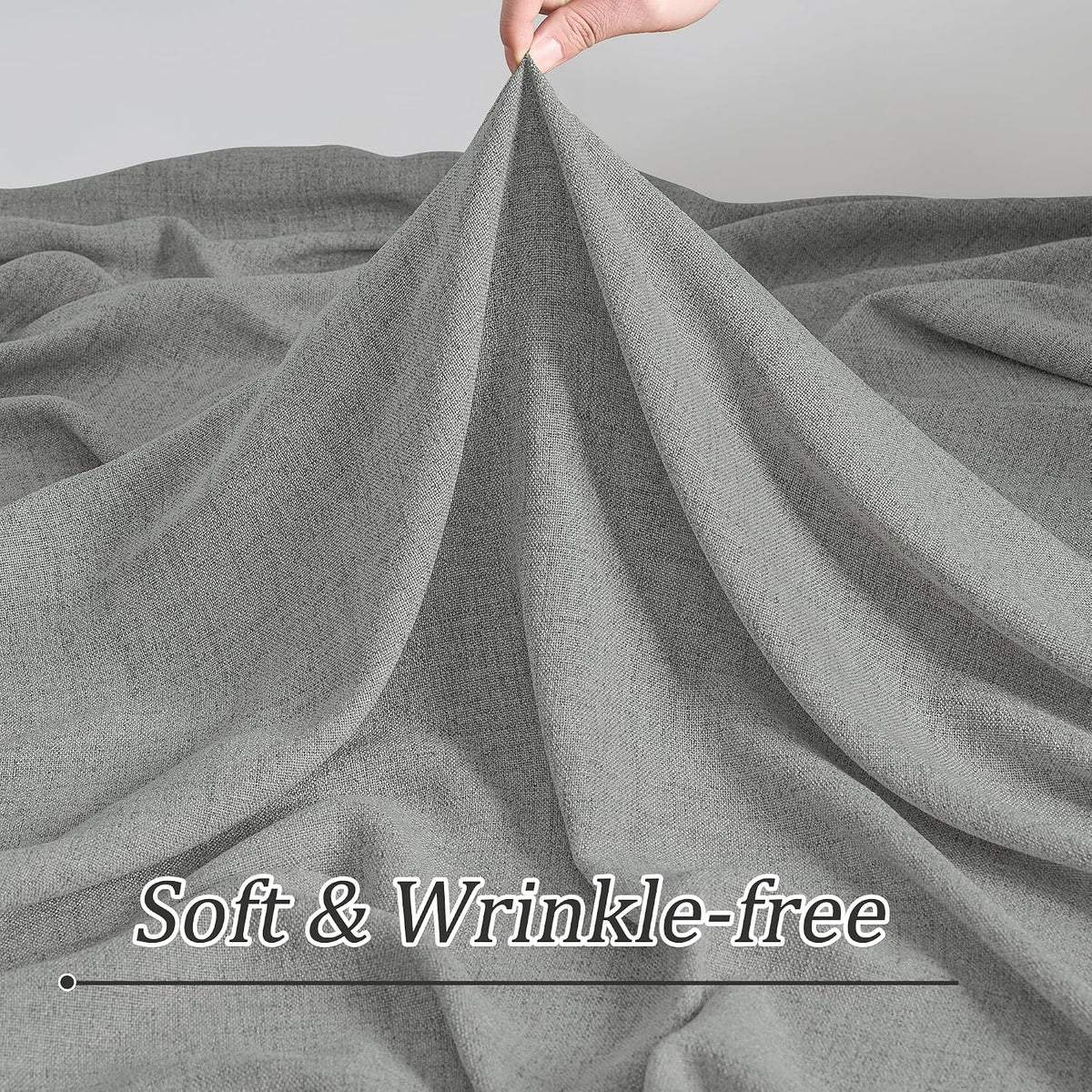 rain city grey linen curtains 45 inches long on a desk or shelf