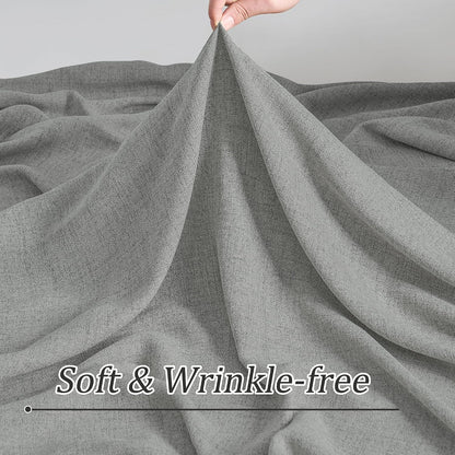 rain city grey linen curtains 45 inches long on a desk or shelf