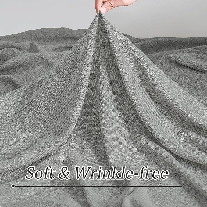 RAIN CITY Grey Linen Curtains 86 Inch Length 2 Panels, Soft Thick Linen - Image 7