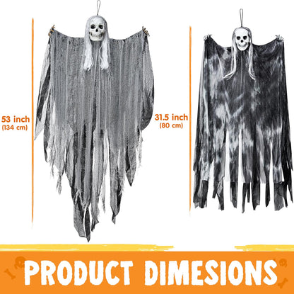 JOYIN 3 Pcs Hanging Halloween Skeleton Ghosts Decorations Outdoor, Grim Reapers for Best Halloween Outdoor Decorations, Haunted Haunted House Prop, Party Supplies