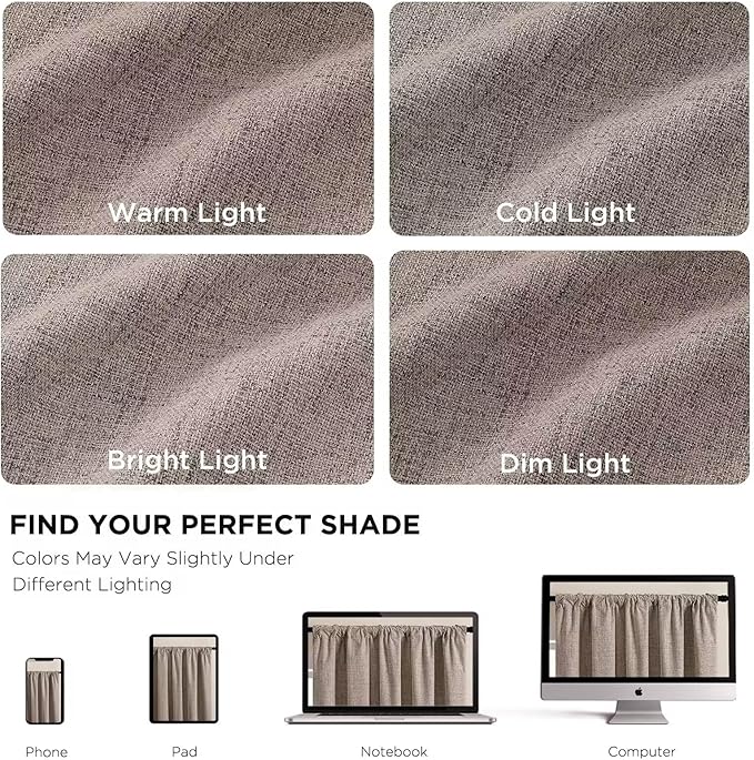 CUCRAF Natural Linen 100% Blackout Curtains 96 Inch Length 2 Panels Set - Image 4