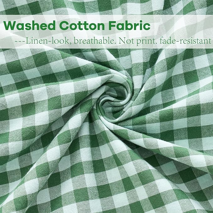 2 Pack Christmas Green White Plaid Ruffle Throw Pillow Covers, 100% Washed - Image 6