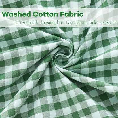 2 Pack Christmas Green White Plaid Ruffle Throw Pillow Covers, 100% Washed - Image 6