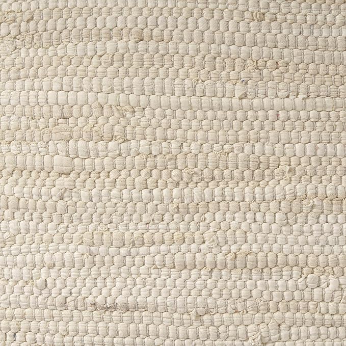 LR Home Birch/Silver Bordered Hand-Loomed Cotton Blend Cube Pouf - Image 7