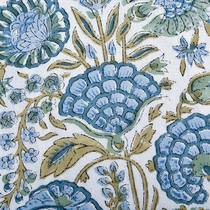 Ridhi Asparagus Green 100% Cotton Block Print Ruffle Lumbar Sham Cover Handmade - Image 5