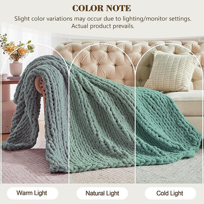 Carriediosa Chunky Knit Throw Blanket 60" X 80" Twin, 100% Hand Made Large - Image 2
