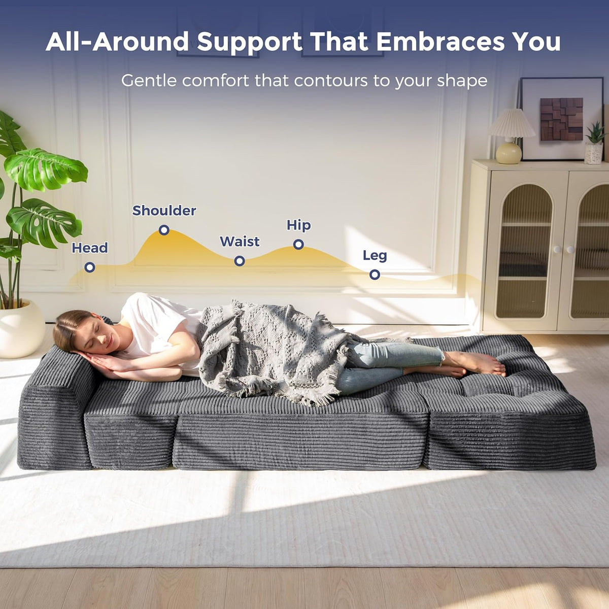 maxyoyo folding sofa bed, 8-inch fold-out chair bed on a desk or shelf