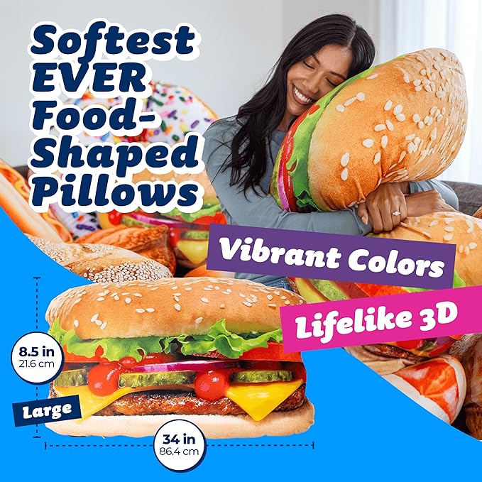 34" 3D Juicy Cheeseburger Throw Pillow - Image 2