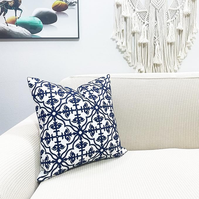 Slow Cow Throw Pillow Cover Navy Blue Embroidery Canvas Throw Pillow Cover - Image 2