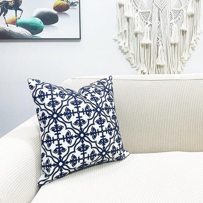 Slow Cow Throw Pillow Cover Navy Blue Embroidery Canvas Throw Pillow Cover - Image 2