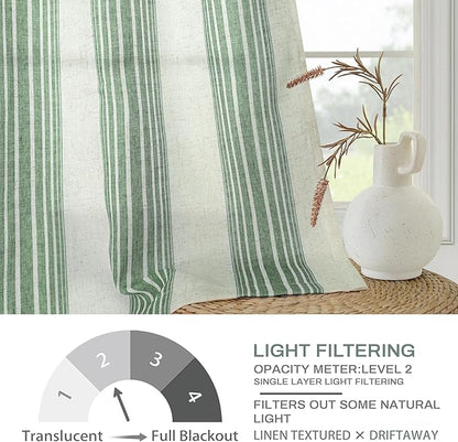 DriftAway Farmhouse Vertical Striped Linen Blend Textured Light Filtering Semi - Image 4