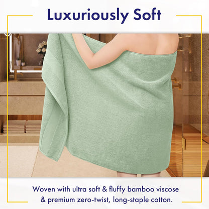 luxury viscose from bamboo bath towels, ultra soft shown in use