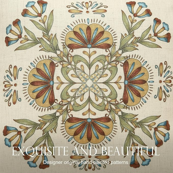 patdrea Designer Square Throw Pillow Covers, French Vintage Blue Farmhouse - Image 5