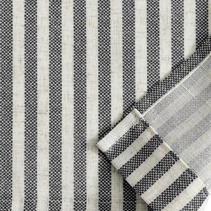 jinchan Tie Up Linen Textured Striped Tie Curtain - Image 9