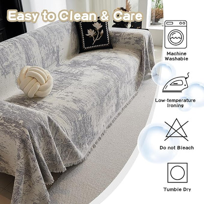 MEETSKY Couch Cover for Sectional Sofa Set Abstract Geometric Chenille Sofa - Image 8