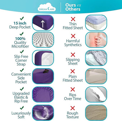 DREAMCARE Twin XL Sheet Sets – 3pcs Cooling Sheets – up to 15” Deep Pocket Twin - Image 2