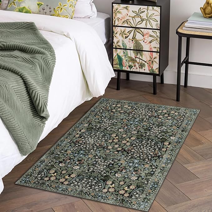 MUJOO 2x3 Washable Rug, Floral Small Area Rugs - Image 4
