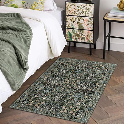 MUJOO 2x3 Washable Rug, Floral Small Area Rugs - Image 4