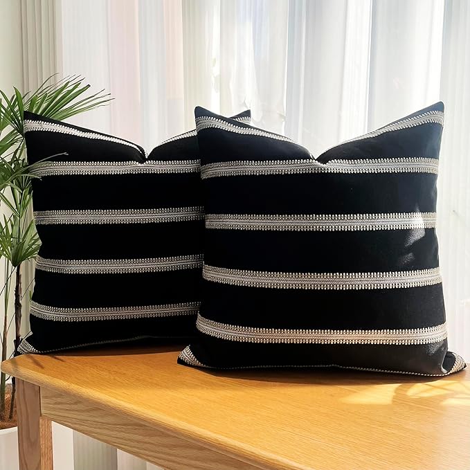 Slow Cow Decorative Stripe Throw Pillow Cover Modern Country Design Cushion - Image 5