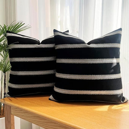 Slow Cow Decorative Stripe Throw Pillow Cover Modern Country Design Cushion - Image 5