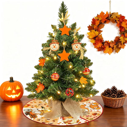 15 Inch Mini Halloween Tree Skirt Fall Thanksgiving Day Tree Skirt Small Reversible Double Sided Print Mat Holiday Party Supplies for Home Tabletop Christmas Tree Decoration