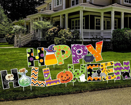 Yerliker 5 Pcs Happy Halloween Yard Sign Large Outdoor Lawn Decoration