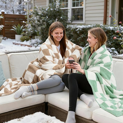 Joiedomi Throw Blanket for Couch Bed, Checkered Knitted Blankets Gifts for - Image 4