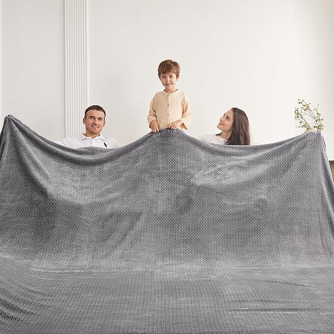 Oversized King Fleece Blanket 120x120 Inches, Seamless Soft Cozy 3D Jacquard - Image 2