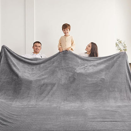 Oversized King Fleece Blanket 120x120 Inches, Seamless Soft Cozy 3D Jacquard - Image 2
