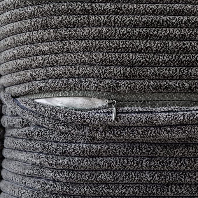 MIULEE Dark Grey Corduroy Pillow Covers 16x16 Inch - Image 3