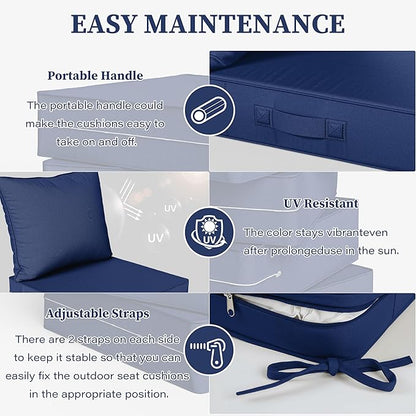 Outdoor Seat Cushion Set 24 L × 24 W × 5 H Inch Waterproof & Fade Resistant - Image 4